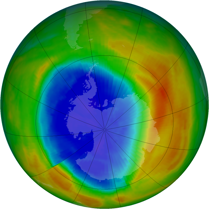 Antarctic ozone map for 22 October 1986